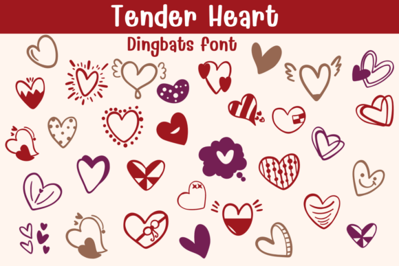 Tender Heart Font: Hand-Drawn Dingbats for Campaign Design